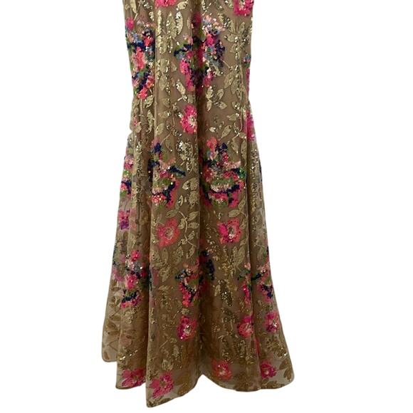 Dear Moon Dresses Dear Moon Floral Sequin Corset Lace-Up Back Long Dress Sz 1 - Picture 6 of 8